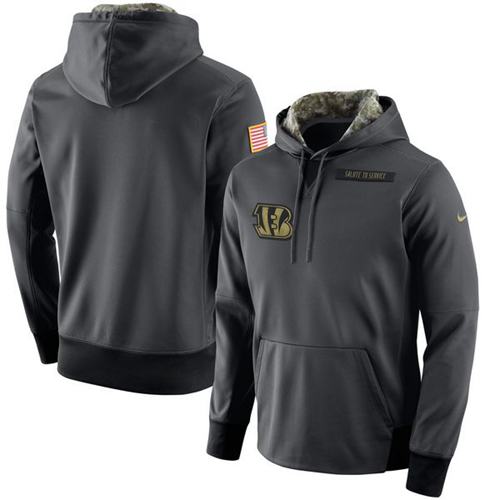 Men's Cincinnati Bengals Nike Anthracite Salute to Service Player Performance Hoodie - Click Image to Close